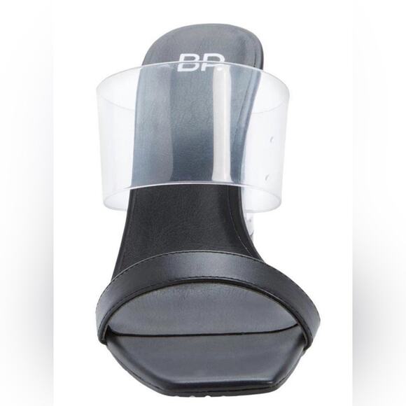 BP Naomi Clear Block Heel Sandals in Black/ Clear Straps. - Picture 2 of 10